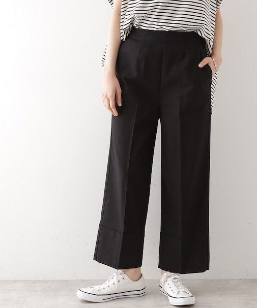 麻混ワイドパンツ【洗える】