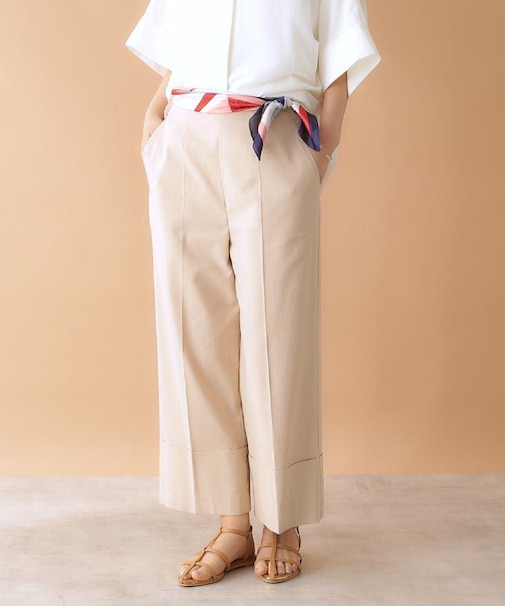 麻混ワイドパンツ【洗える】