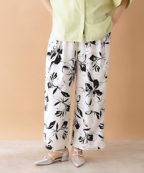 フラワープリントイージーパンツ【洗える】