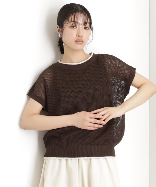 フレンチスリーブメッシュニットタンクセット【洗える】