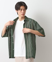 クラフトレースアンサンブルシャツ【半袖Tシャツセットアイテム/オーバーサイズ/洗濯機OK】