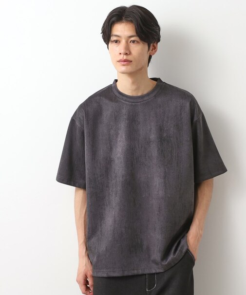 スウェードプリント半袖Tシャツ　【オーバーサイズ/洗濯機OK】