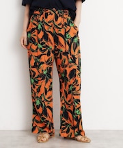 レーヨンリネン総柄ワイドパンツ【洗える】