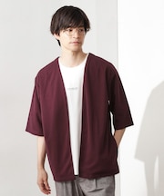 梨地アンサンブルカーディガン　五分袖カーディガン＋半袖Tシャツセット/マシンウォッシャブル