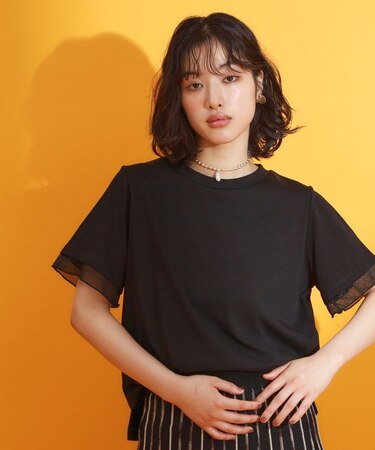 【再入荷】袖シアーTシャツ【接触冷感/UV/洗濯機OK】