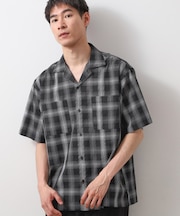 オンブレチェック半袖シャツ 洗濯機OK
