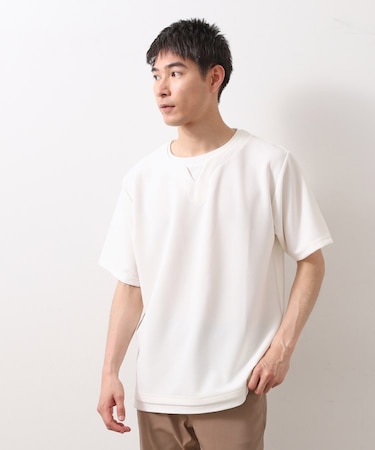 ツイルキーネック半袖Tシャツ 【接触冷感/洗濯機OK】