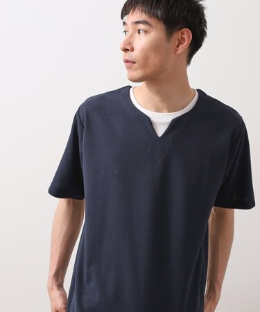 ツイルキーネック半袖Tシャツ 【接触冷感/洗濯機OK】