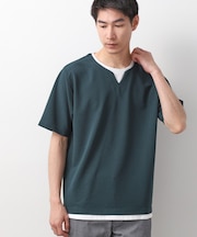 ツイルキーネック半袖Tシャツ 【接触冷感/洗濯機OK】
