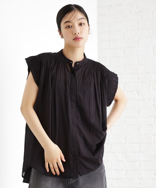 シャーリングブラウス【洗える】