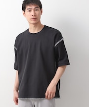 ステッチ刺繍半袖Tシャツ ビックシルエット