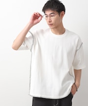 ステッチ刺繍半袖Tシャツ ビックシルエット