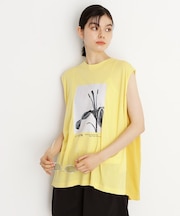 異素材切替フォトプリントTシャツ【洗える】