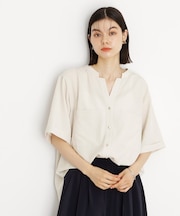 【再入荷/新色】ダブルポケット5分袖シャツ/体型カバー／洗濯機OK