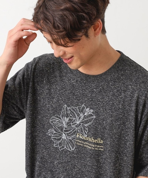 ポリ麻刺繍半袖Tシャツ