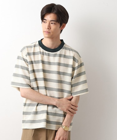 変形ボーダー半袖Tシャツ【洗濯機OK】