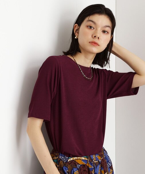 5分袖シアーTシャツ【二の腕カバー/洗濯機OK】