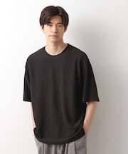 楊柳ボーダー半袖Tシャツ【洗濯機OK】