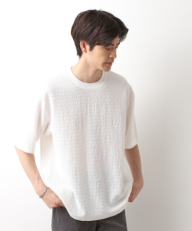 楊柳ボーダー半袖Tシャツ【洗濯機OK】