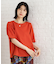 【再入荷】麻調メッシュブラウス【二の腕カバー/洗える】
