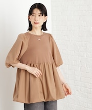バルーンスリーブペプラムチュニック【洗える】