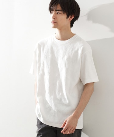 パターンジャカード半袖Tシャツ【洗濯機OK】