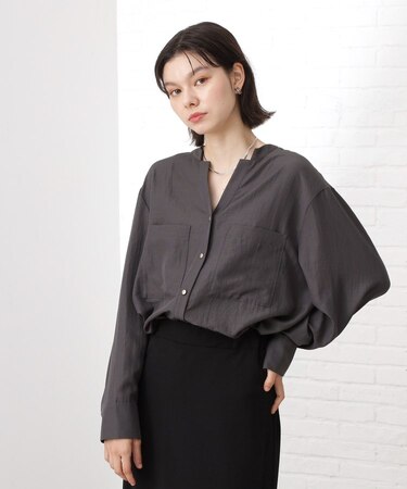 【体型カバー/インしなくても決まる】ダブルポケットスキッパーシャツ/洗濯機OK/再入荷！