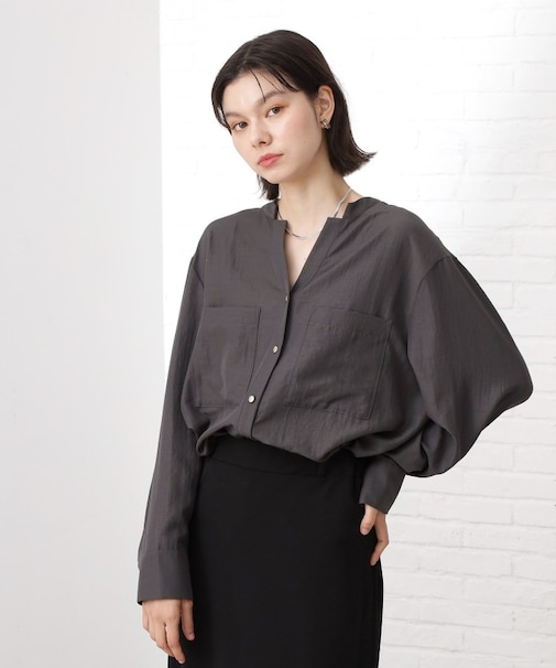 【体型カバー/インしなくても決まる】ダブルポケットスキッパーシャツ/洗濯機OK/再入荷！