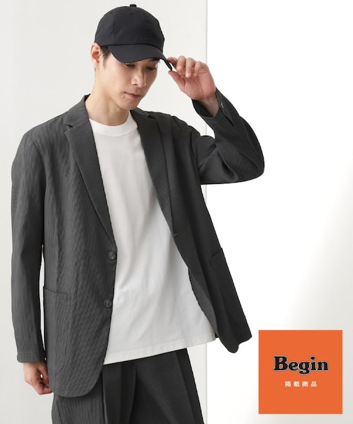 【Begin/ビギン10月号掲載】楊柳スマートジャケット　軽量/洗濯機OK/セットアップ可