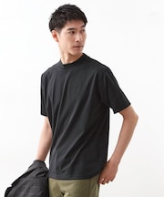 モックネックプレーティング半袖Tシャツ 【接触冷感/洗濯機OK】