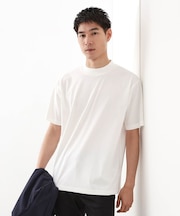 モックネックプレーティング半袖Tシャツ 【接触冷感/洗濯機OK】