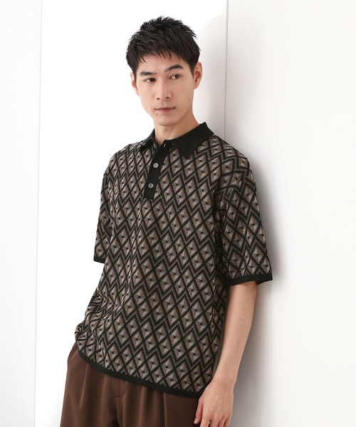 【新品】ノーソーイングニット　ジオメトリックニットTシャツ トップ｜ノーソーイングニット | チャコット