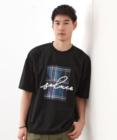 コード刺繍フォトプリント半袖Tシャツ 【洗濯機OK】