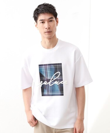 コード刺繍フォトプリント半袖Tシャツ 【洗濯機OK】