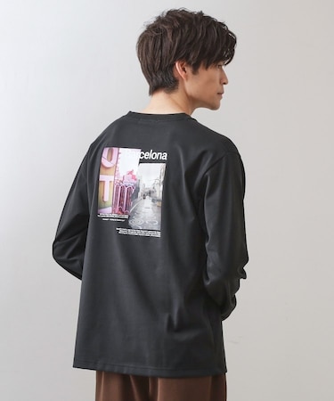 フォトグラフプリント長袖Tシャツ【洗濯機OK】