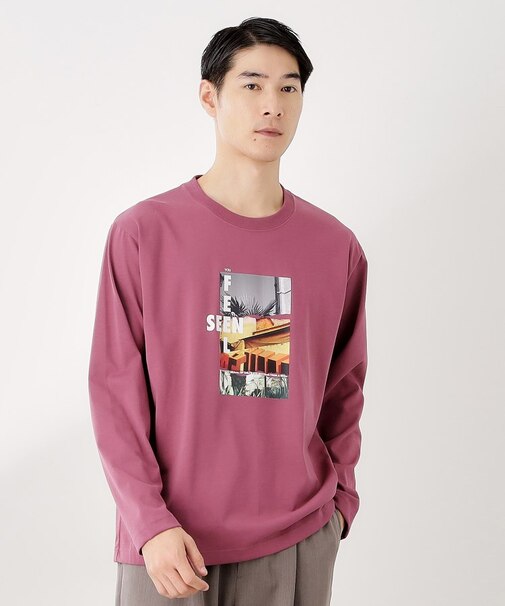 フォトグラフプリント長袖Tシャツ【洗濯機OK】