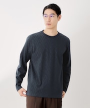 リンクスジオメトリック長袖Tシャツ【サスティナブル素材使用/洗濯機OK】