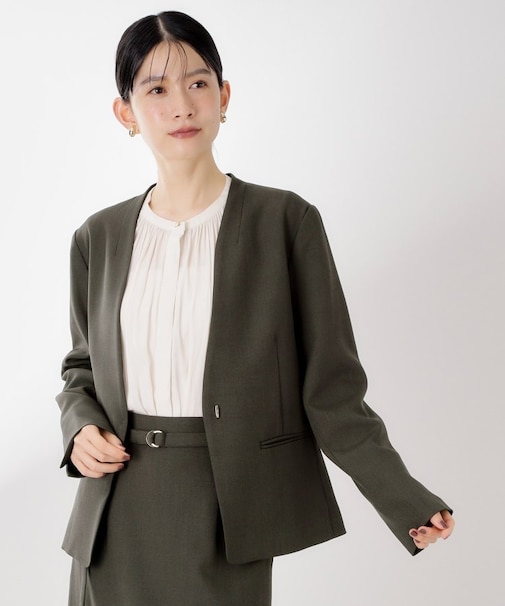 ビジネスノーカラージャケット【セットアップ可/洗える】/CAVIANシリーズ