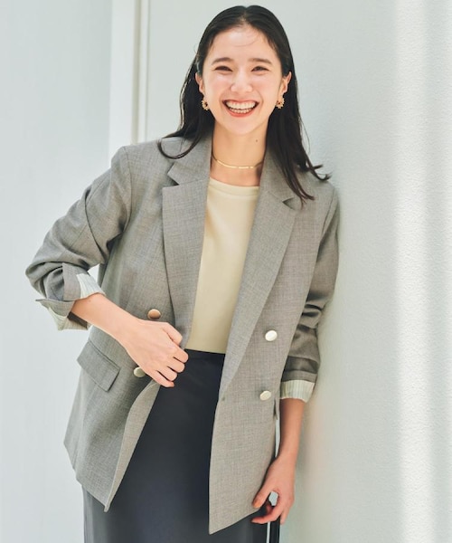 今羽織るなら】ダブルブレストジャケット【セットアップ可/洗える