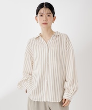 ストライプバックシャーリングシャツ【体型カバー/洗える】