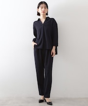 【着るだけでコーディネートが決まる】スキッパーブラウス&パンツセット