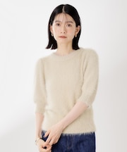 5分袖フェザーニット【洗える】