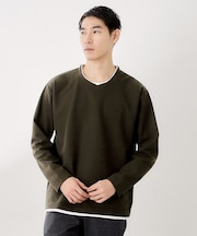 フェイククルーネック長袖Tシャツ