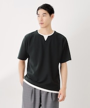 ツイルキーネック半袖Tシャツ