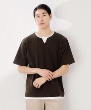 ツイルキーネック半袖Tシャツ