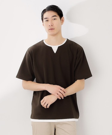 ツイルキーネック半袖Tシャツ