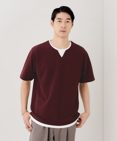 ツイルキーネック半袖Tシャツ