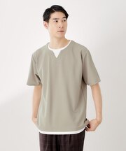 ツイルキーネック半袖Tシャツ