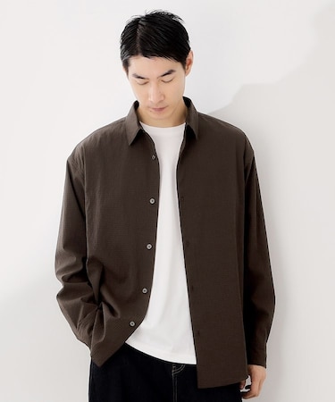 シアサッカー長袖シャツ 【軽量/吸水速乾/イージーケア/洗濯機OK】