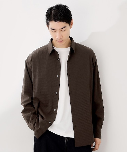 シアサッカー長袖シャツ 【軽量/吸水速乾/イージーケア/洗濯機OK】